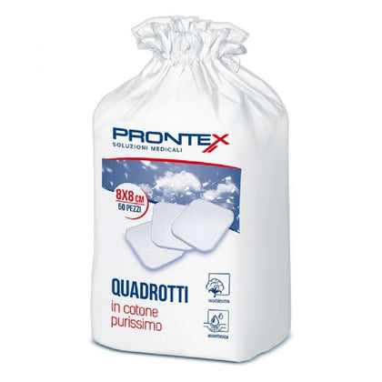 Prontex Quadrotti In Cotone Purissimo 8x8 Cm 50 Pezzi