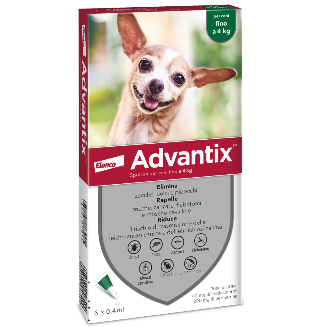 Advantix Spot On Cani Fino A 4 Kg 6 Pipette 0,4ml
