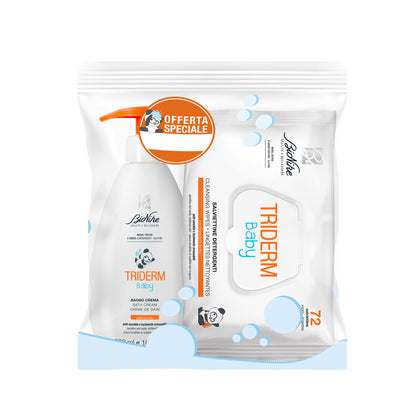 Bionike Triderm Baby Bagno Crema + Salviette 72 Pezzi