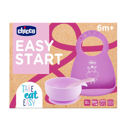 Chicco Set Pappa Silicone 6m+ Rosa