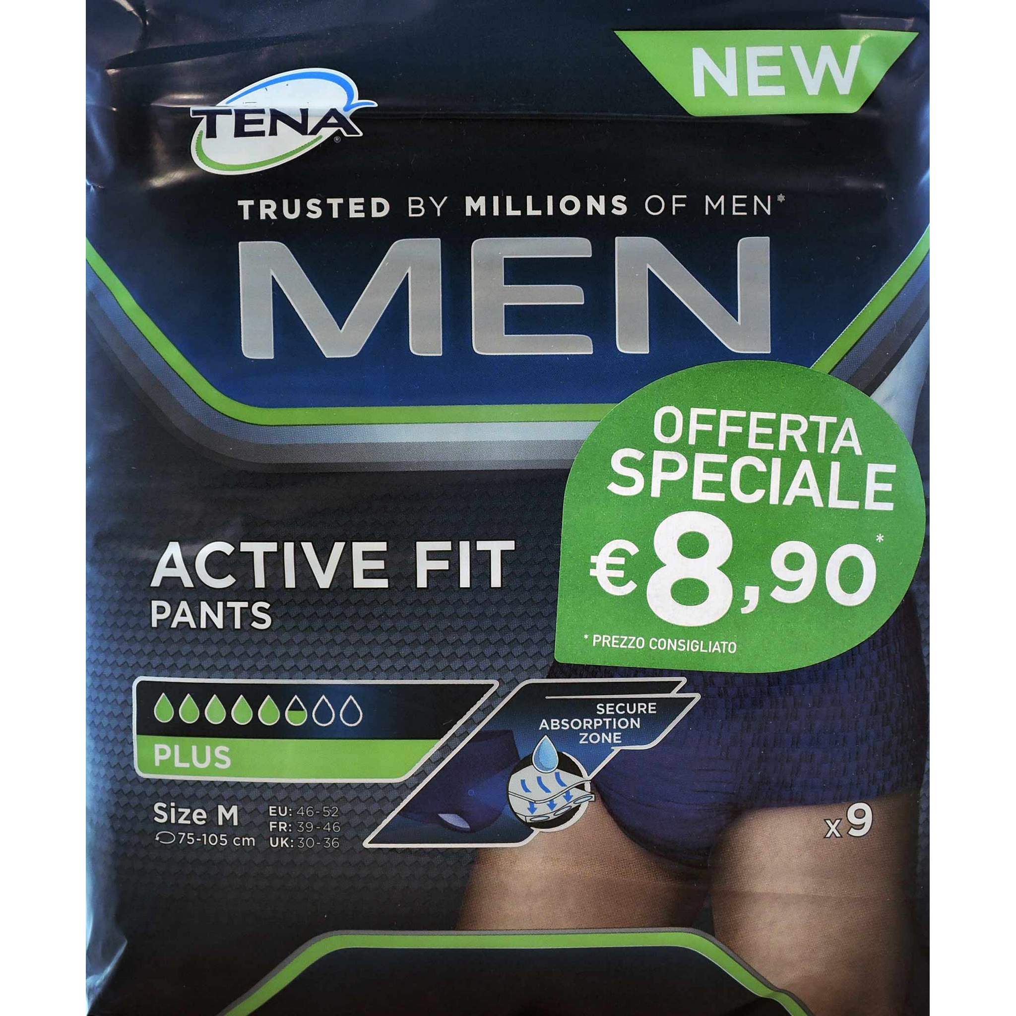 Tena Men Pants Active Fit M 9 Pezzi