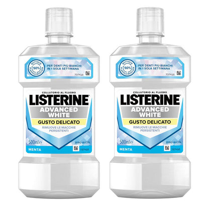 Listerine Collutorio Advanced White Gusto Delicato 2x500ml