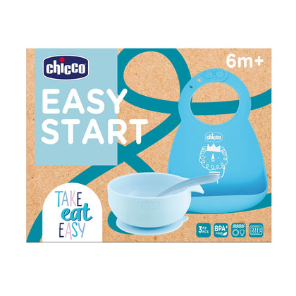Chicco Set Pappa Silicone Azzurro 6m+